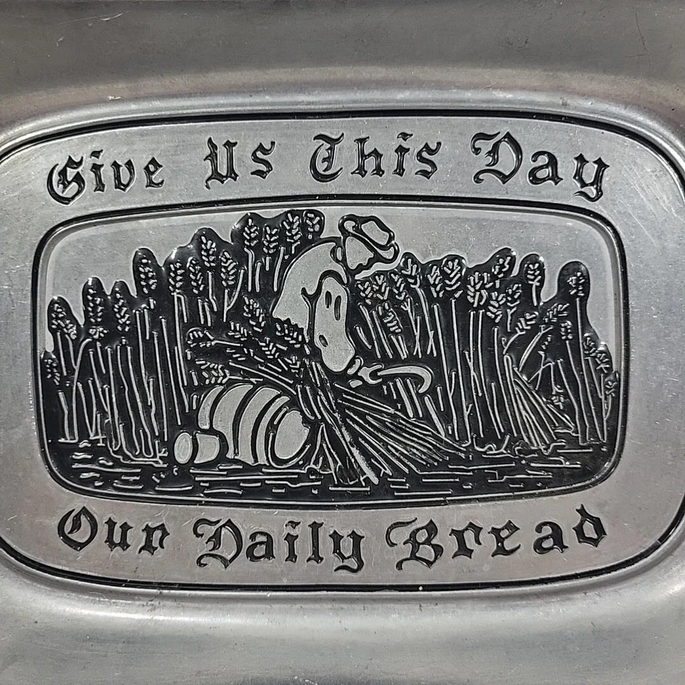 Wilton Armetale RWP Pewter Bread Tray Platter Give Us This Day Our Daily Bread